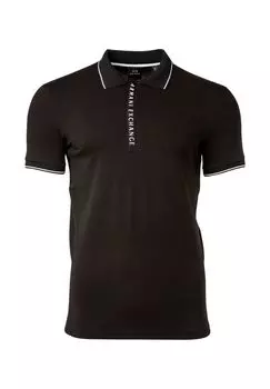 Мужская рубашка-поло - Потайные пуговицы, хлопок стрейч ARMANI EXCHANGE, черный
