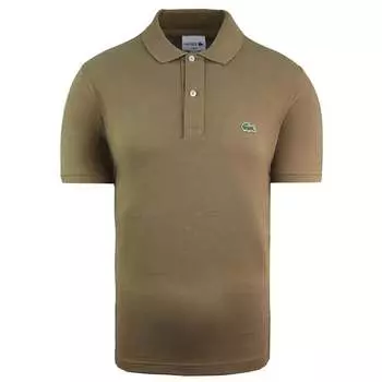 Мужская рубашка-поло приталенного кроя цвета хаки Lacoste, зеленый