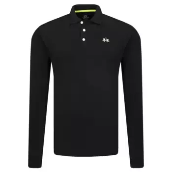 Мужская рубашка-поло приталенного кроя La Martina, черный