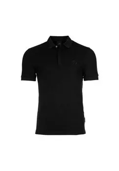 Мужская рубашка-поло - приталенного кроя, однотонная, хлопок стрейч ARMANI EXCHANGE, черный