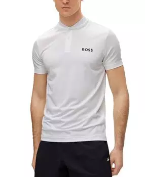 Мужская рубашка-поло приталенного кроя с воротником-бомбером BOSS by Hugo Boss x Matteo Berrettini