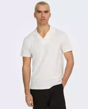 Мужская рубашка поло прямого кроя, 100% органический хлопок Only & Sons, белый