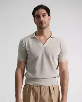 Мужская рубашка-поло прямого кроя из необработанного джерси PuroEgo, цвет Crudo