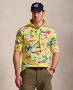 Мужская рубашка-поло прямого кроя из пике, большие размеры Polo Ralph Lauren, желтый