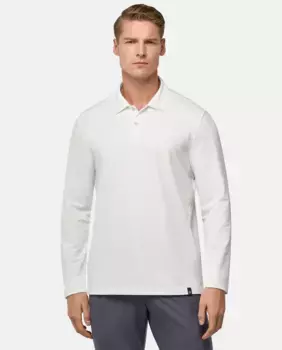 Мужская рубашка-поло прямого кроя с длинным рукавом Boggi Milano, кремовый