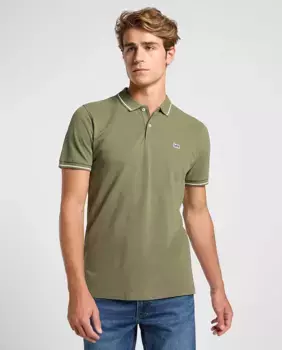 Мужская рубашка-поло прямого кроя с коротким рукавом Lee, цвет Verde Militar