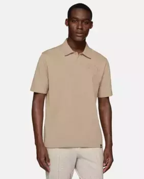 Мужская рубашка-поло прямого кроя с коротким рукавом Boggi Milano, светло-коричневый