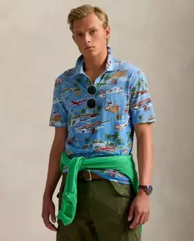 Мужская рубашка-поло прямого кроя с принтом Polo Ralph Lauren, цвет Azul Porcelana