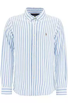 Мужская рубашка Polo Ralph Lauren Custom Fit из полосатого оксфорда, белый