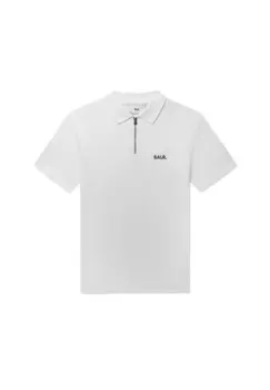 Мужская рубашка-поло — рубашка-поло стандартного кроя Q-Series, молния, значок с логотипом BALR., белый