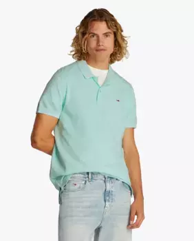 Мужская рубашка поло с эффектом потертости и облегающего кроя Tommy Jeans, зеленый