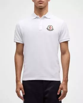 Мужская рубашка-поло с большим логотипом Moncler, цвет White