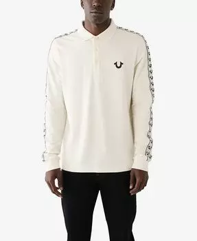 Мужская рубашка-поло с длинным рукавом из дамасской ткани True Religion, белый