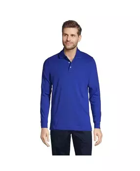 Мужская рубашка поло с длинным рукавом в школьной форме Lands' End