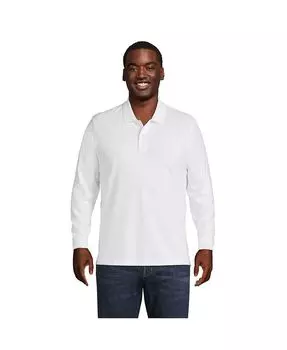 Мужская рубашка-поло с длинными рукавами Comfort First Lands' End, цвет White