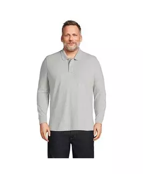 Мужская рубашка-поло с длинными рукавами Comfort First Lands' End, цвет Gray heather