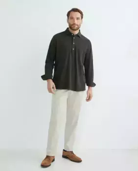 Мужская рубашка-поло с длинными рукавами и краской для одежды Emidio Tucci, темно-зеленый