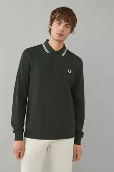 Мужская рубашка поло с двойным кантом Fred Perry, зеленый
