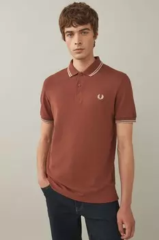 Мужская рубашка поло с двойным кантом Fred Perry, коричневый