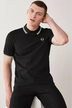 Мужская рубашка-поло с двойными полосками Fred Perry, черный