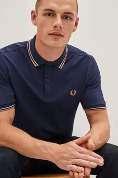 Мужская рубашка-поло с двойными полосками Fred Perry, синий