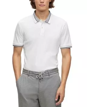 Мужская рубашка-поло с контрастным кантом Hugo Boss, белый