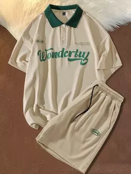 Мужская рубашка-поло с контрастным воротником и завязками на талии Sporsity Manfinity, абрикосовый