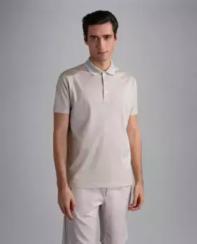 Мужская рубашка-поло с контрастным воротником и рукавами, больших размеров Paul & Shark, бежевый