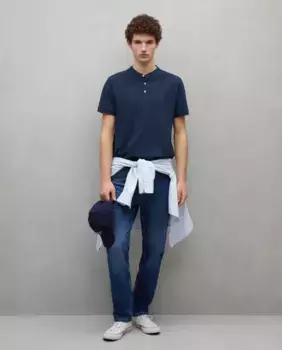 Мужская рубашка поло с коротким рукавом Easy Wear, тёмно-синий