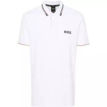 Мужская рубашка-поло с коротким рукавом Hugo Boss Paddy Pro, белый кремовый