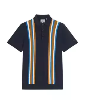 Мужская рубашка-поло с коротким рукавом и вертикальными полосками Ben Sherman, синий