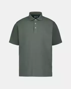 Мужская рубашка поло с коротким рукавом и простым карманом из пике, окрашенная в готовом виде Emidio Tucci, хаки
