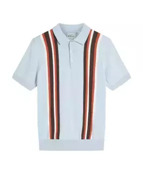 Мужская рубашка-поло с коротким рукавом и вертикальными полосками Ben Sherman, синий