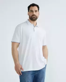 Мужская рубашка-поло с короткими рукавами, деталями воротника, рукавами, большие размеры Paul & Shark, белый