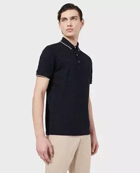 Мужская рубашка-поло с короткими рукавами Emporio Armani, темно-синий