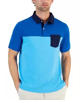 Мужская рубашка-поло с короткими рукавами и цветными блоками Club Room, синий