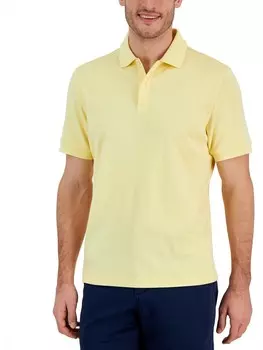 Мужская рубашка поло с короткими рукавами и ребристой отделкой Club Room, цвет Pale Banana