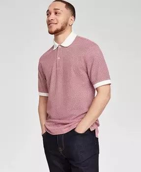 Мужская рубашка-поло с короткими рукавами и геометрическим рисунком Club Room, красный