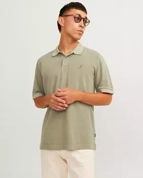 Мужская рубашка-поло с короткими рукавами и логотипом сбоку Jack & Jones, зеленый