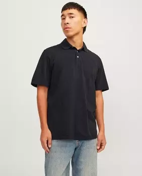 Мужская рубашка-поло с короткими рукавами и логотипом сбоку Jack & Jones, черный