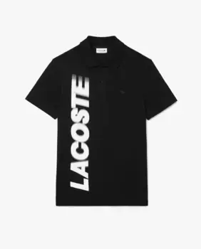 Мужская рубашка поло с короткими рукавами и фирменным логотипом Lacoste, черный