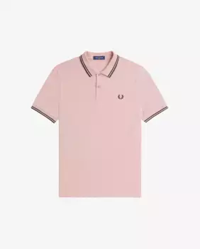 Мужская рубашка-поло с короткими рукавами и отделкой в две полоски на воротнике и манжетах Fred Perry, розовый