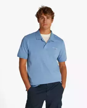 Мужская рубашка-поло с короткими рукавами и стандартным кроем Tommy Jeans, синий