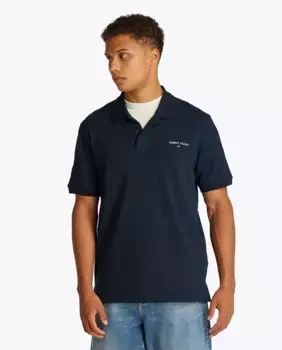 Мужская рубашка-поло с короткими рукавами и стандартным кроем Tommy Jeans, тёмно-синий