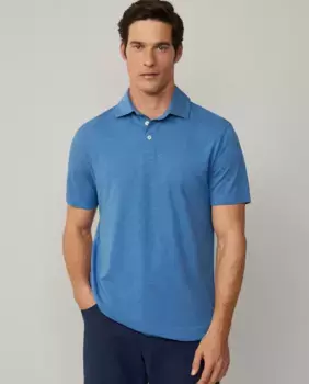 Мужская рубашка поло с короткими рукавами и вышитым логотипом Hackett, синий