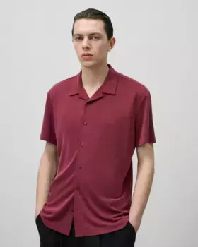 Мужская рубашка поло с короткими рукавами и застежкой на пуговицы из экологичного модала Adolfo Dominguez, красный