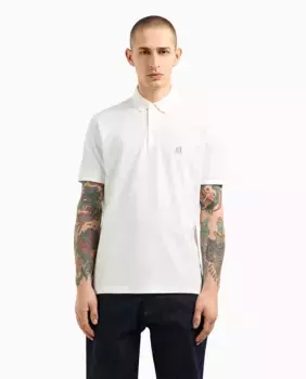 Мужская рубашка-поло с короткими рукавами из пике с капсулой ICON Armani Exchange, цвет Crudo