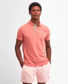 Мужская рубашка-поло с короткими рукавами из пике Barbour, коралловый