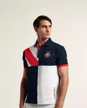 Мужская рубашка-поло с короткими рукавами из разноцветной пике Valecuatro, тёмно-синий