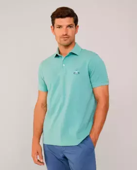 Мужская рубашка-поло с короткими рукавами из пике, птичка Faonnable, зеленый